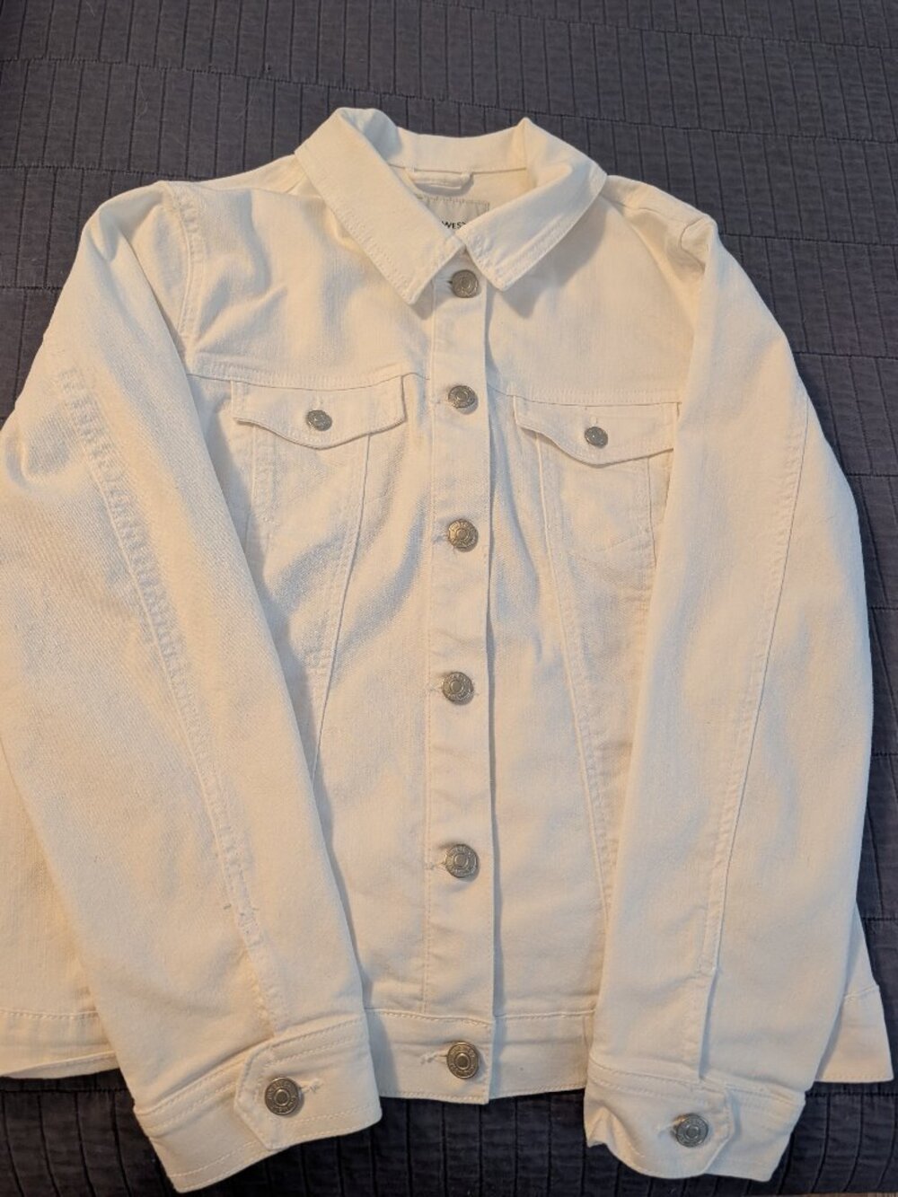 Women's Nine West Stretch White Denim Jacket Size L